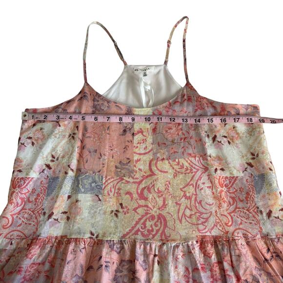 Maisie Nordstrom Pink Boho Floral Patchwork Print Tank Top Size Medium NWT - Picture 3 of 9